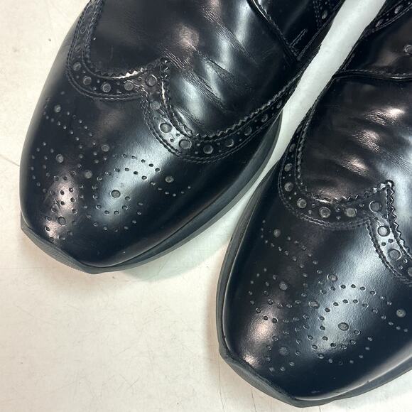 Prada Black Brushed Leather Wingtip Derby Dress Sneakers UK 9.5 EE / US 10.5 D main image 4